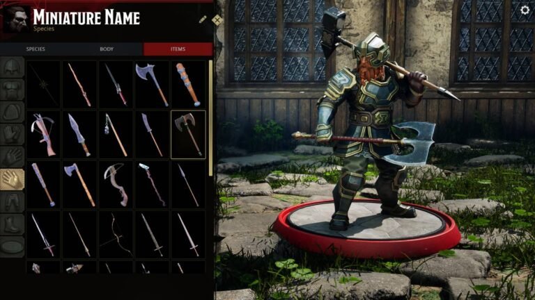 Screenshot of a miniature customization screen from Sigil.