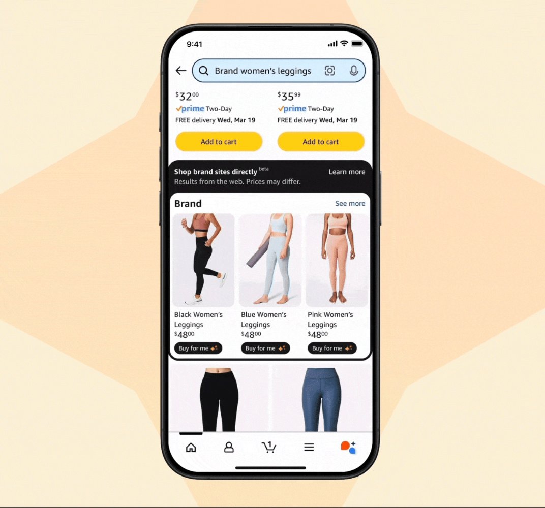 A screenshot of the Amazon app showing women's leggings.